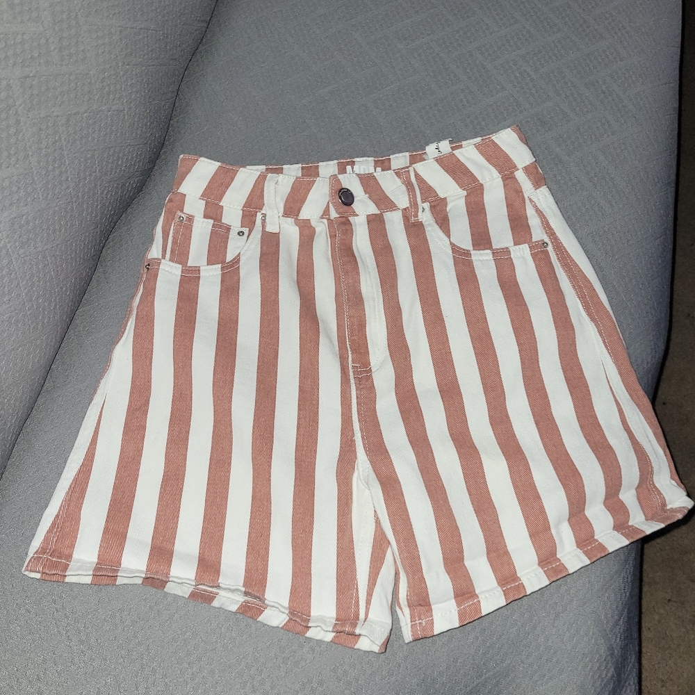 red and white striped shorts